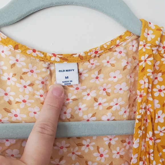 Old Navy Yellow Floral Wrap Dress - Picture 2 of 4
